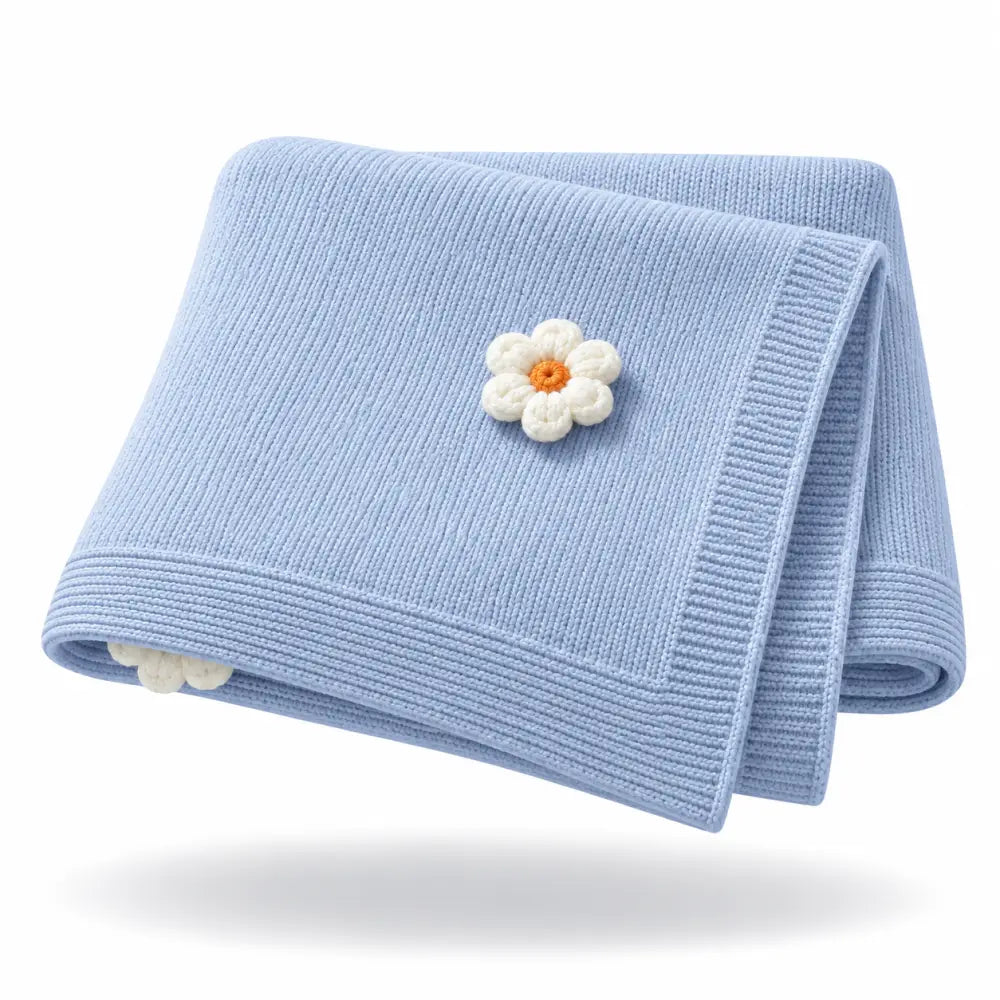 Couverture Fleurie Bebe - Bleu
