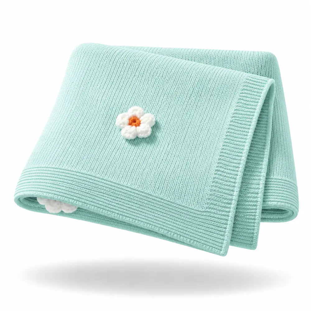 Couverture Fleurie Bebe - Cyan