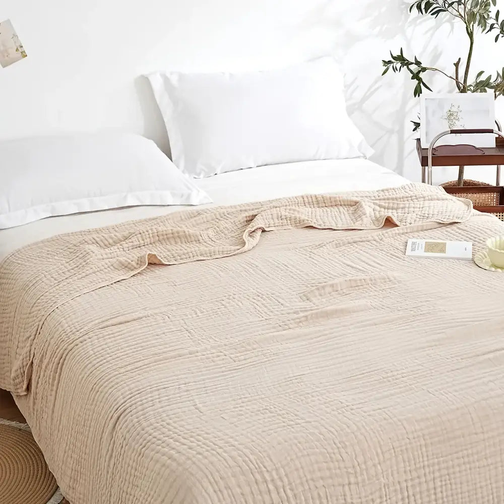Couverture gaz de coton - Beige / 130x150cm