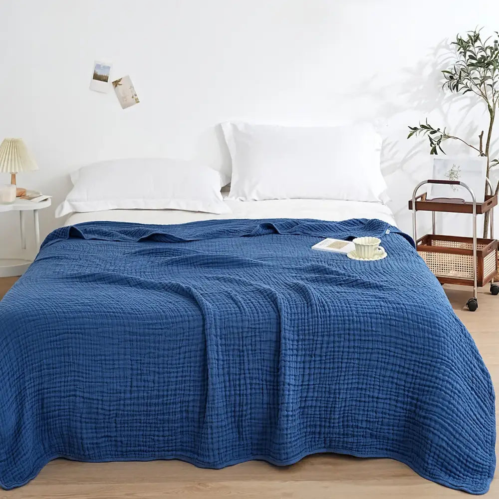 Couverture gaz de coton - Bleu / 130x150cm