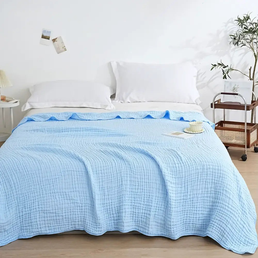 Couverture gaz de coton - Bleu Clair / 130x150cm