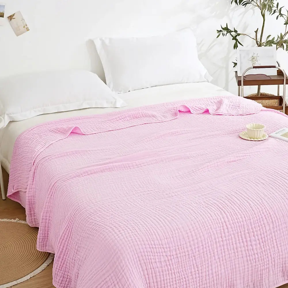 Couverture gaz de coton - Rose / 130x150cm