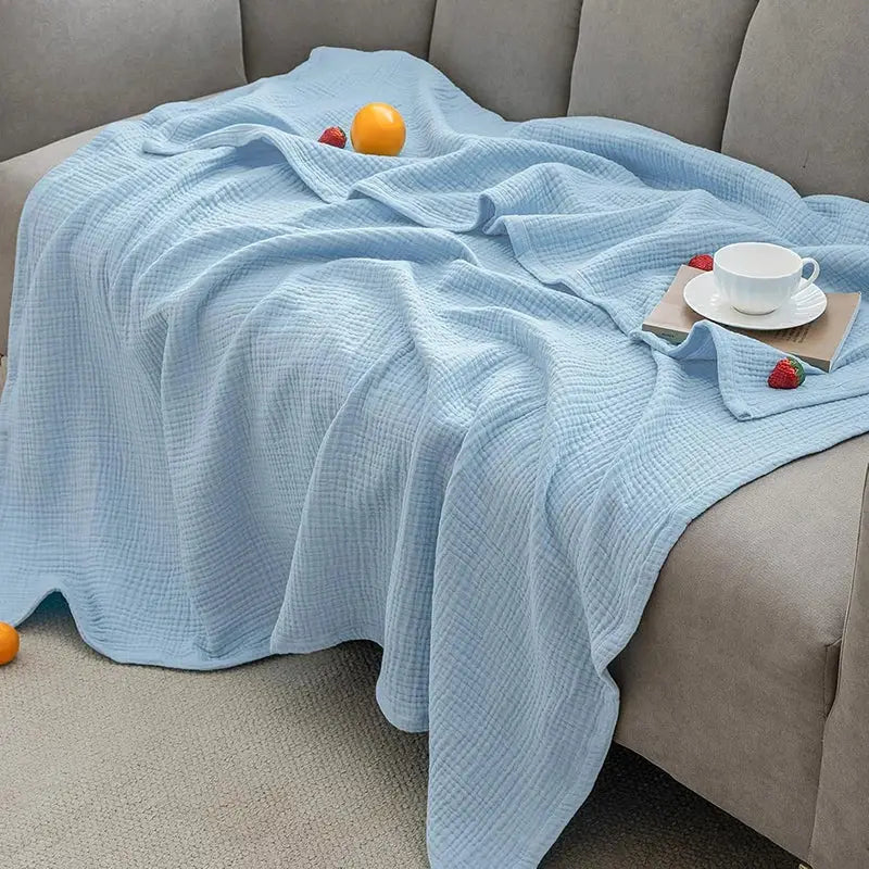 Couverture Gaze de Coton - Bleu Clair / 130x150cm