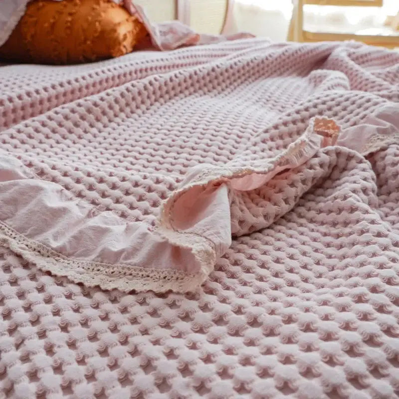 Couverture Grosse Maille Rose