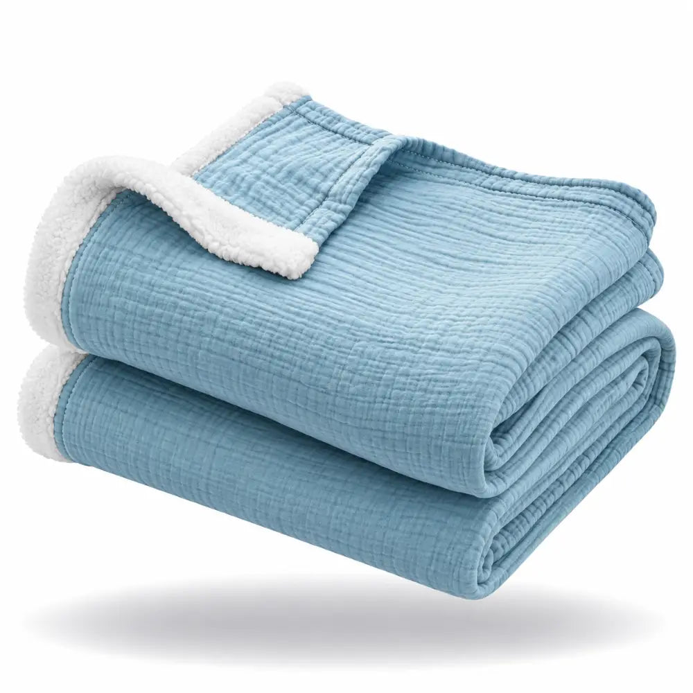 Couverture Mousseline Adulte - Bleu / 76x104cm