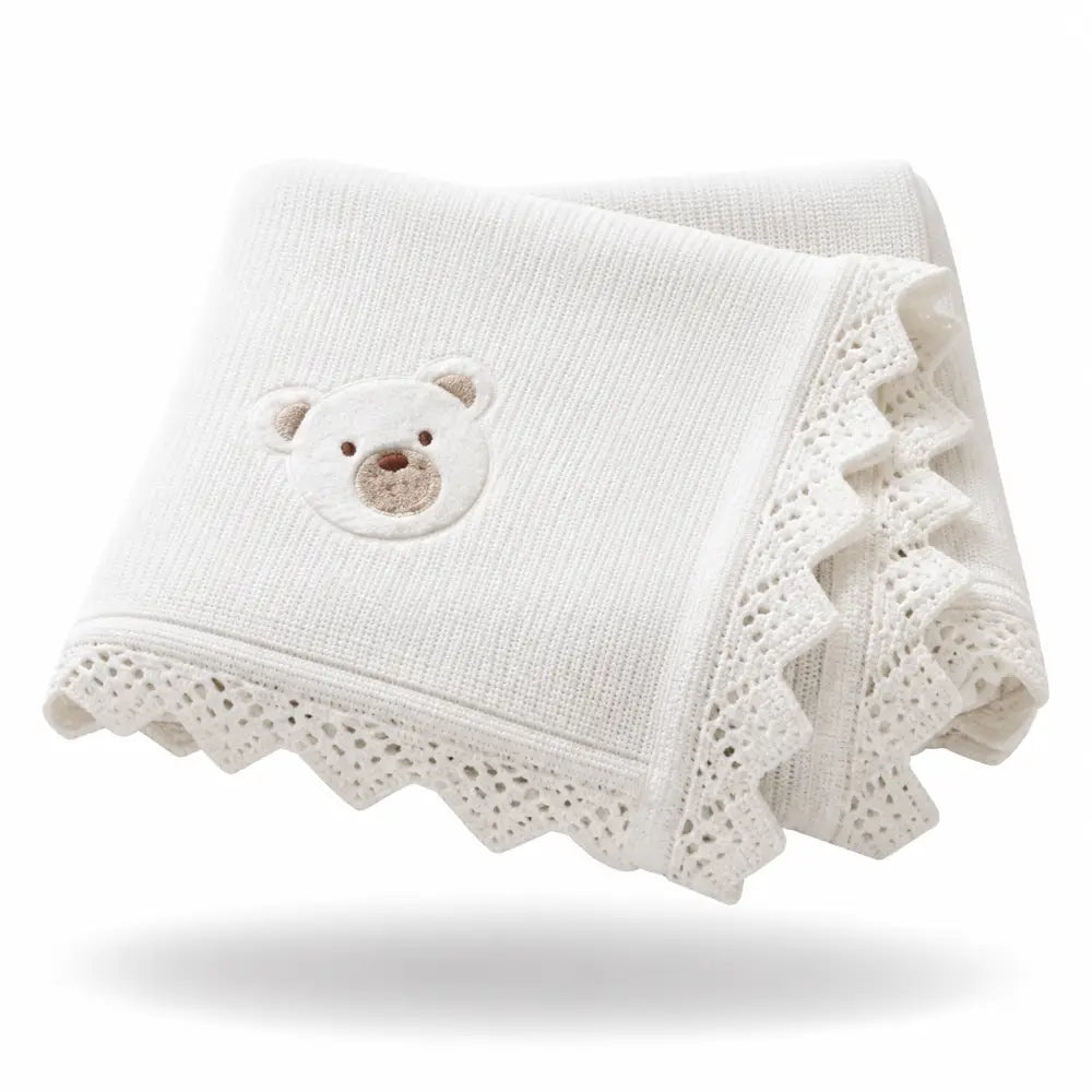 Couverture Nounours bebe - Blanc