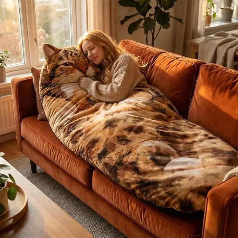 Couverture polaire chat - Marron