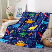 Couverture Polaire Dinosaure - Bleu Foncé / 70x100cm