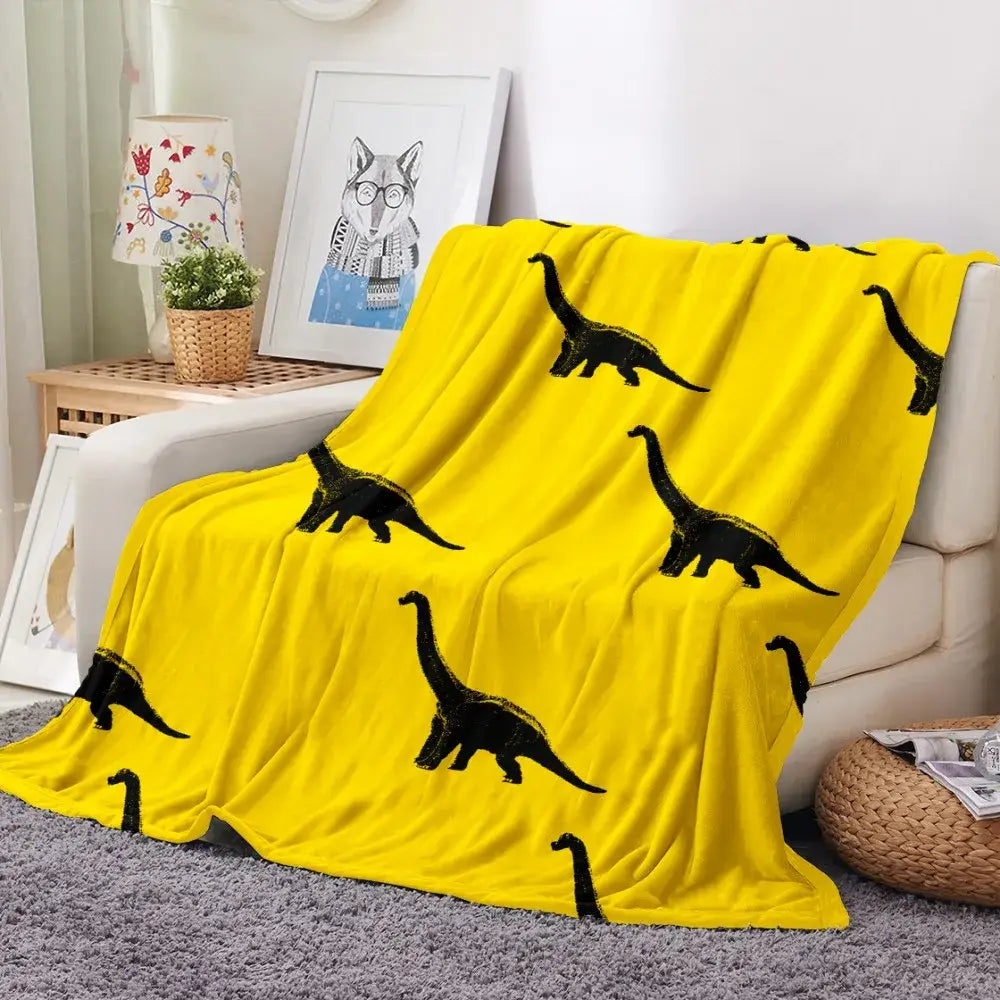 Couverture Polaire Dinosaure - Jaune / 70x100cm
