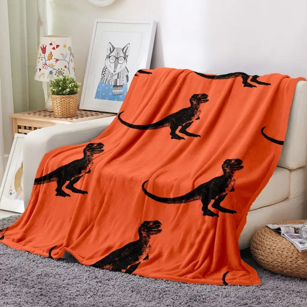 Couverture Polaire Dinosaure - Orange / 70x100cm