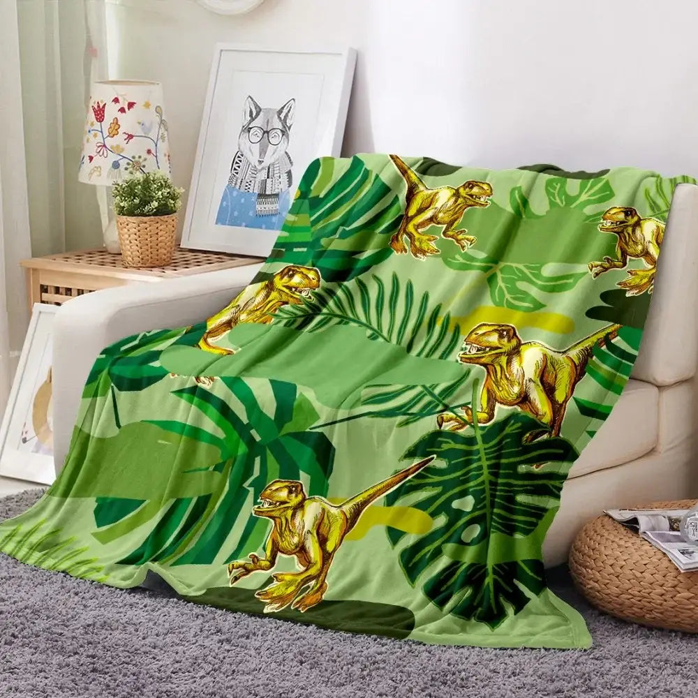 Couverture Polaire Dinosaure - Vert / 70x100cm