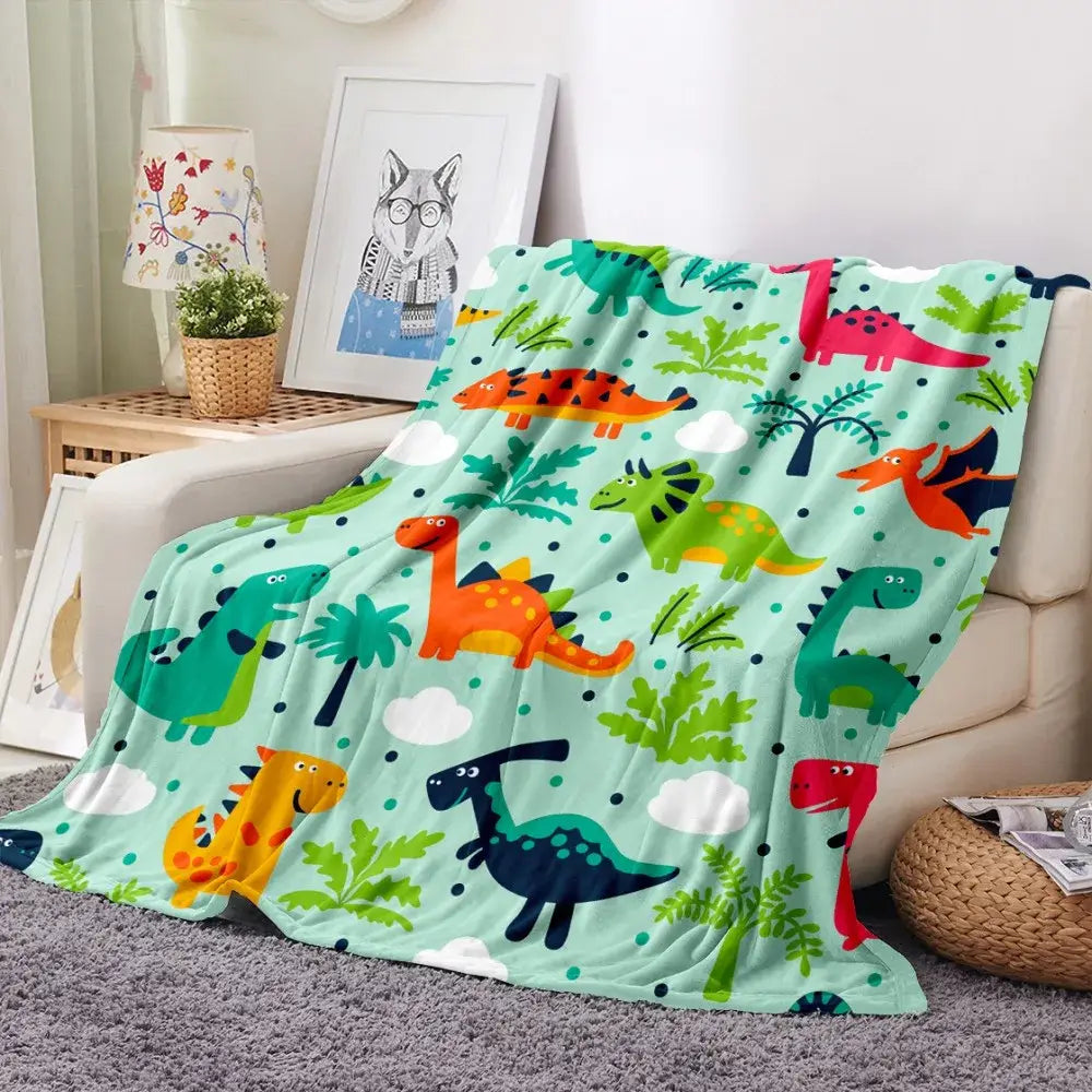 Couverture Polaire Dinosaure - Vert Clair / 70x100cm