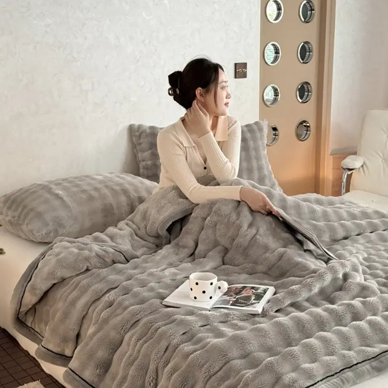 Couverture Polaire Gris Clair