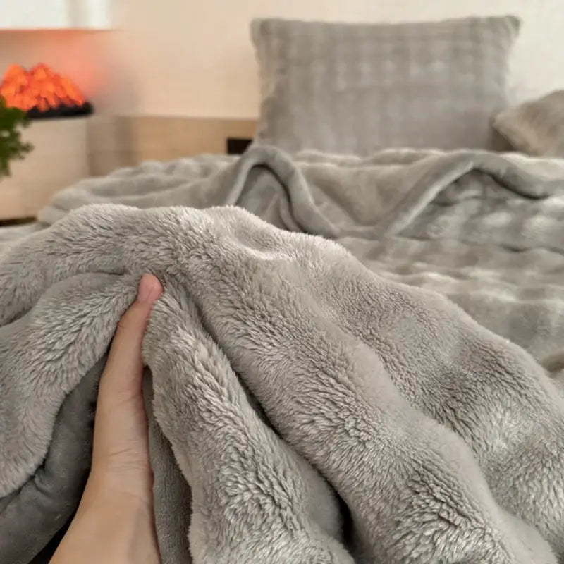 Couverture Polaire Gris Clair