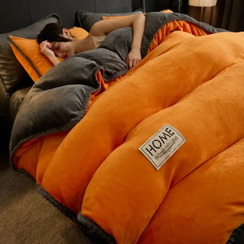 Couverture Polaire Lit 2 Personnes - Orange / 200x230cm 7.0kg