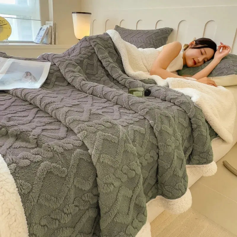 Couverture polaire sherpa - Gris / 100X150cm 500g