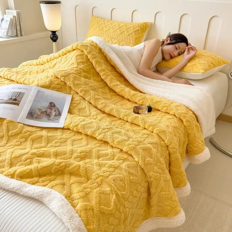 Couverture polaire sherpa - Jaune / 100X150cm 500g