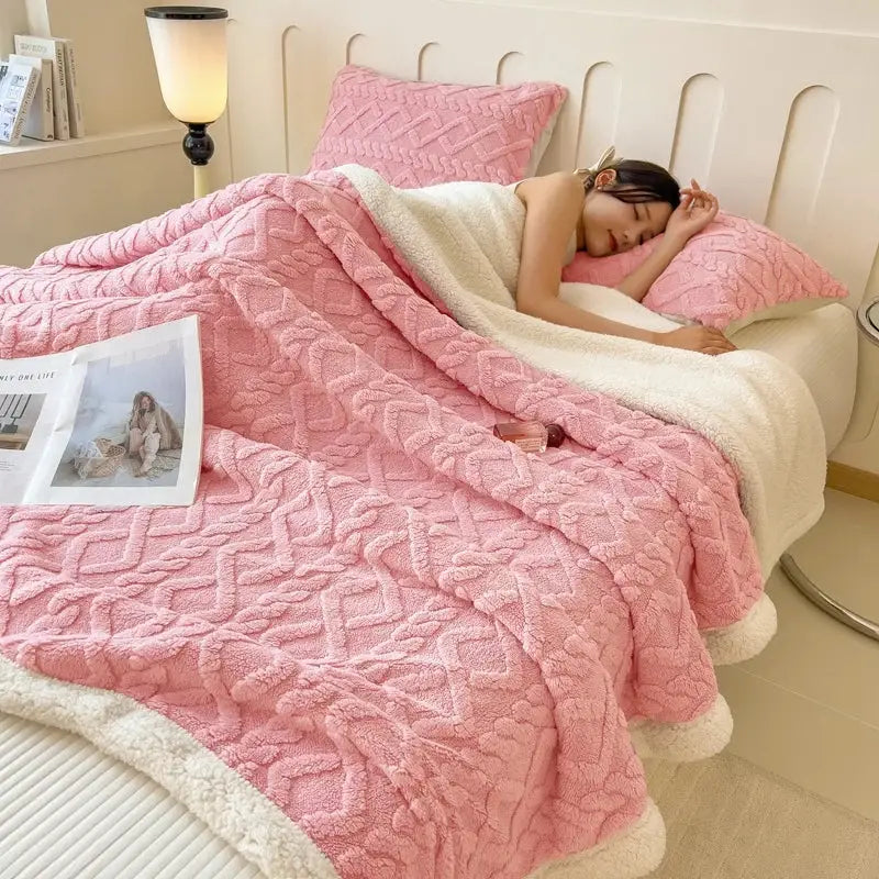 Couverture polaire sherpa - Rose / 100X150cm 500g