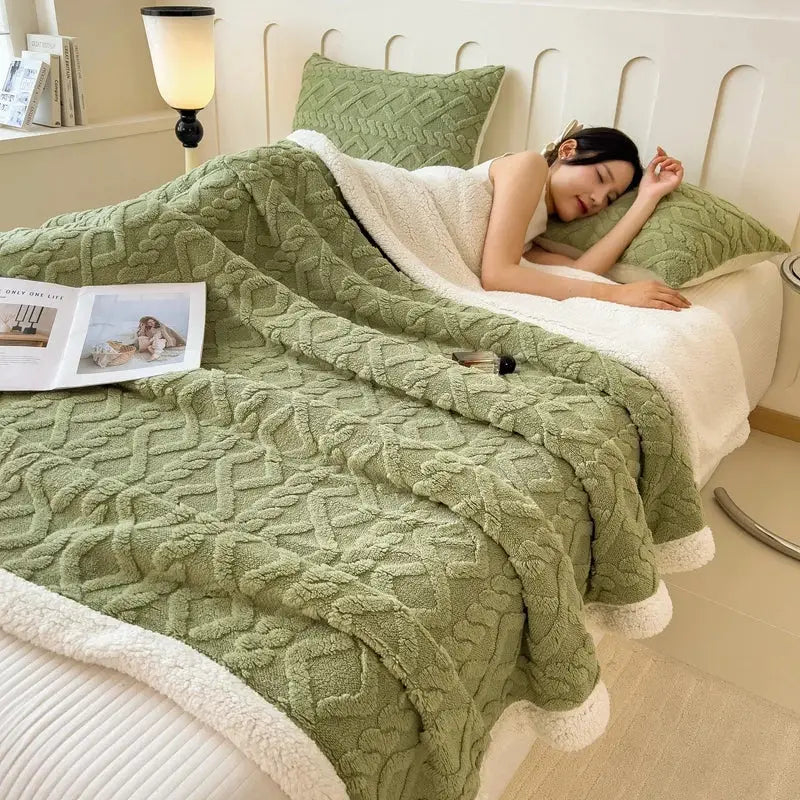 Couverture polaire sherpa - Vert / 100X150cm 500g