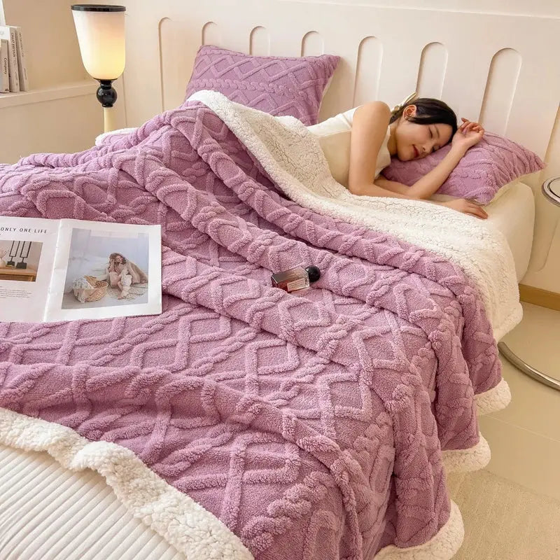 Couverture polaire sherpa - Violet / 100X150cm 500g