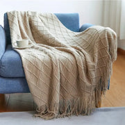 Couverture tricot beige - 127x172cm