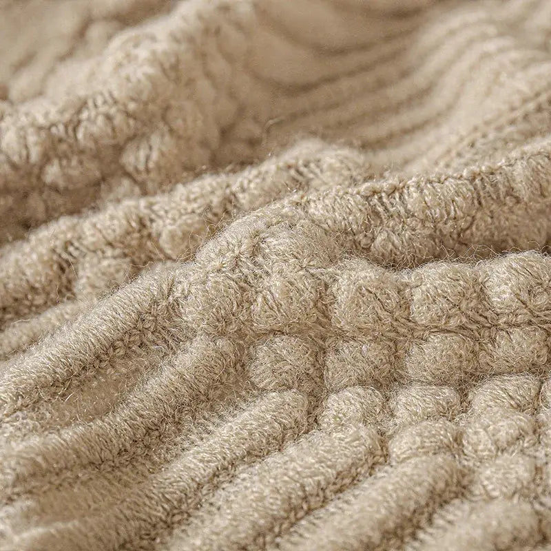 Couverture tricot beige