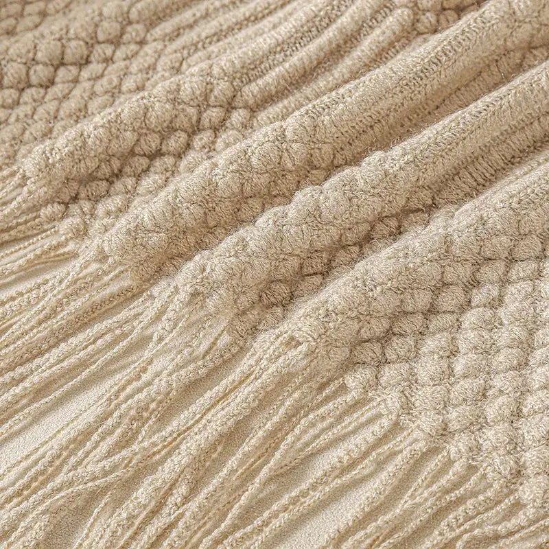 Couverture tricot beige