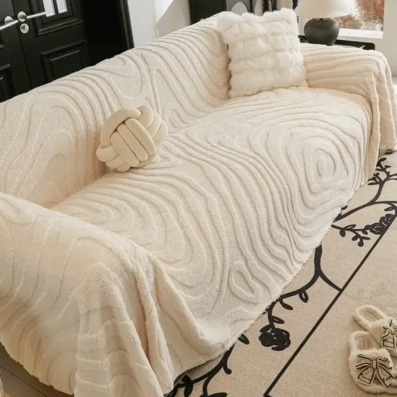 Solid Color Warm Plush Sofa Cover Thick Simple Couch Cushion For Living Room Universal Seat Mat Home Decoration
